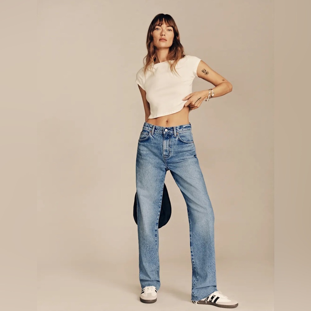 Reformation Val 90S Mid Rise Blue straigh Jean Size 27